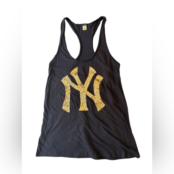 PINK Victoria's Secret Tops - PINK Victoria's Secret Yankees Tank Top with silver sequin graphic size M